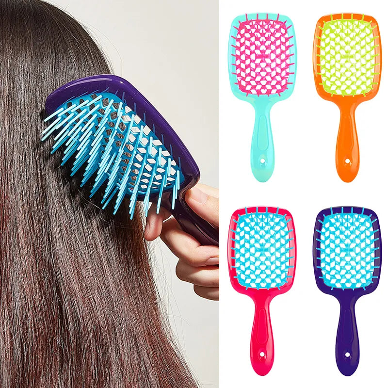 Fluffy Air Cushion Scalp Massage Hair Brush Plastic Wide Teeth Hollow Combs Women Girls Styling Tool Hairdressing Salon Supply