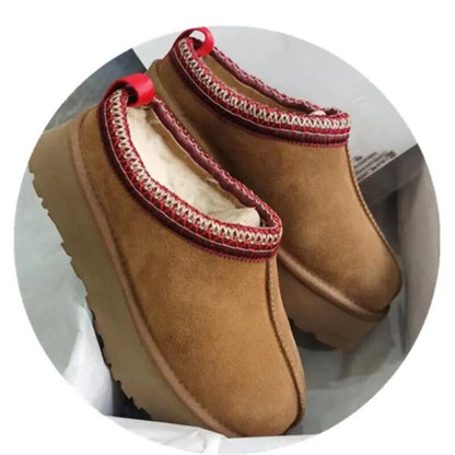 2023 Winter Warm Women's Thick-soled Boots Real Sheepskin Wool Warmer Ladies Heightening Shoes Platform Luxur Snow Boots