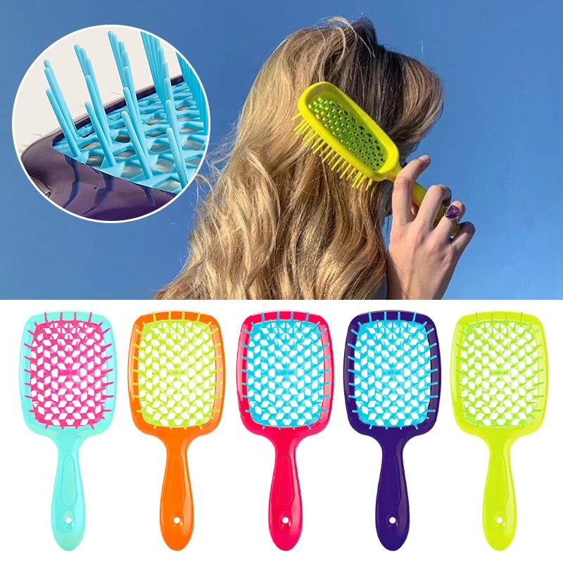 Fluffy Air Cushion Scalp Massage Hair Brush Plastic Wide Teeth Hollow Combs Women Girls Styling Tool Hairdressing Salon Supply