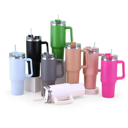 40oz Mug Tumbler With Handle Insulated Tumbler With Lids Straw Stainless Steel Coffee Tumbler Termos Cup for Travel Thermal Mug